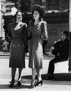 Fashion during the second World War meant straight cut, almost uniform-style dresses. Courtesy of Sydney Barnett Pinterest. http://www.pinterest.com/sydmb/ch16-the-20s-30s-and-world-war-ii/